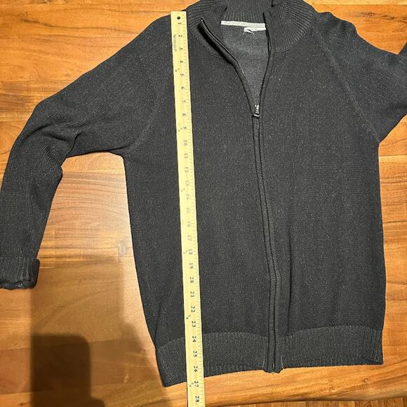 Old Navy Men's Black Cotton Knit Mock Neck Full Zip Sweater Jacket Medium - Picture 7 of 8